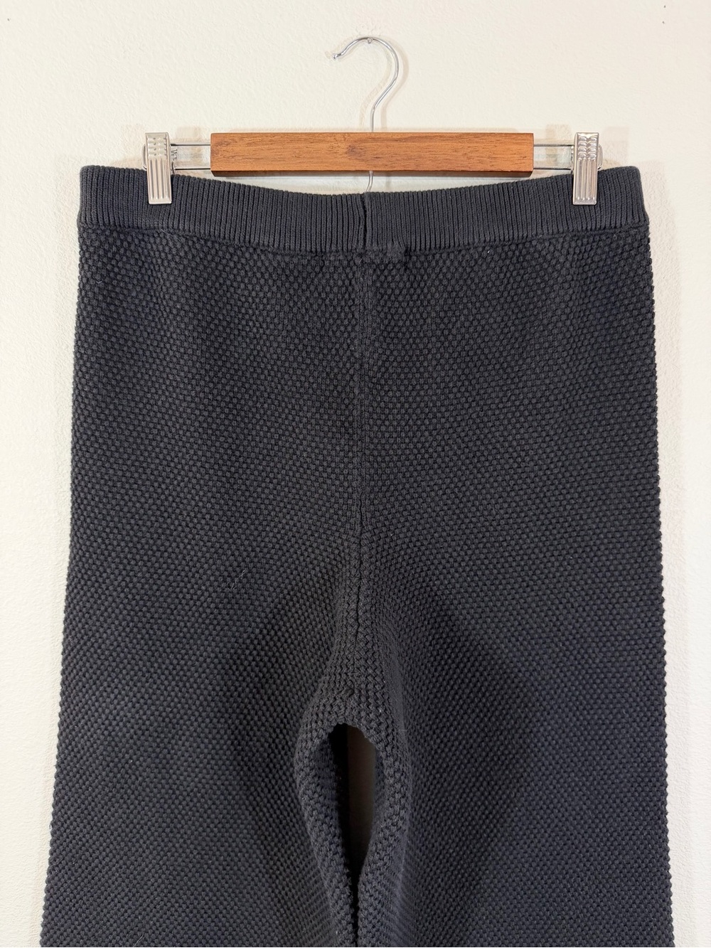 Free People Beach Hailee Pants Size L Black Waffle Knit Wide Leg Crop Minimalist - Picture 7 of 11